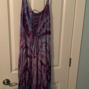 Gorgeous purple blue tie die flowy dress